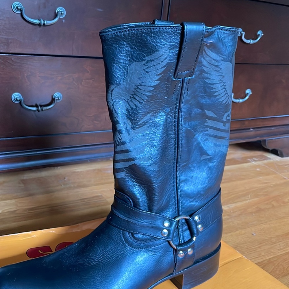 Soto men black leather Harness Boots brand new in box never worn size 12